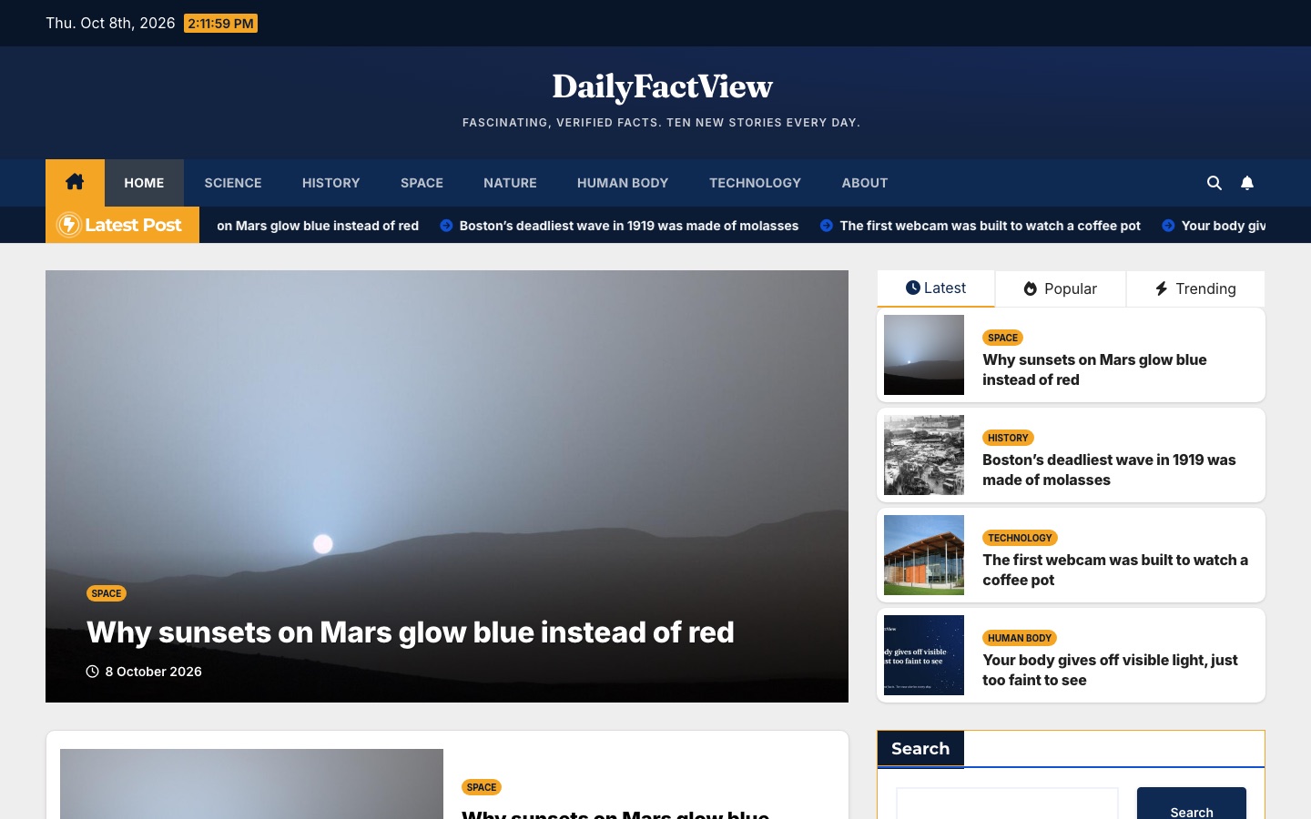 DailyFactView verified facts homepage
