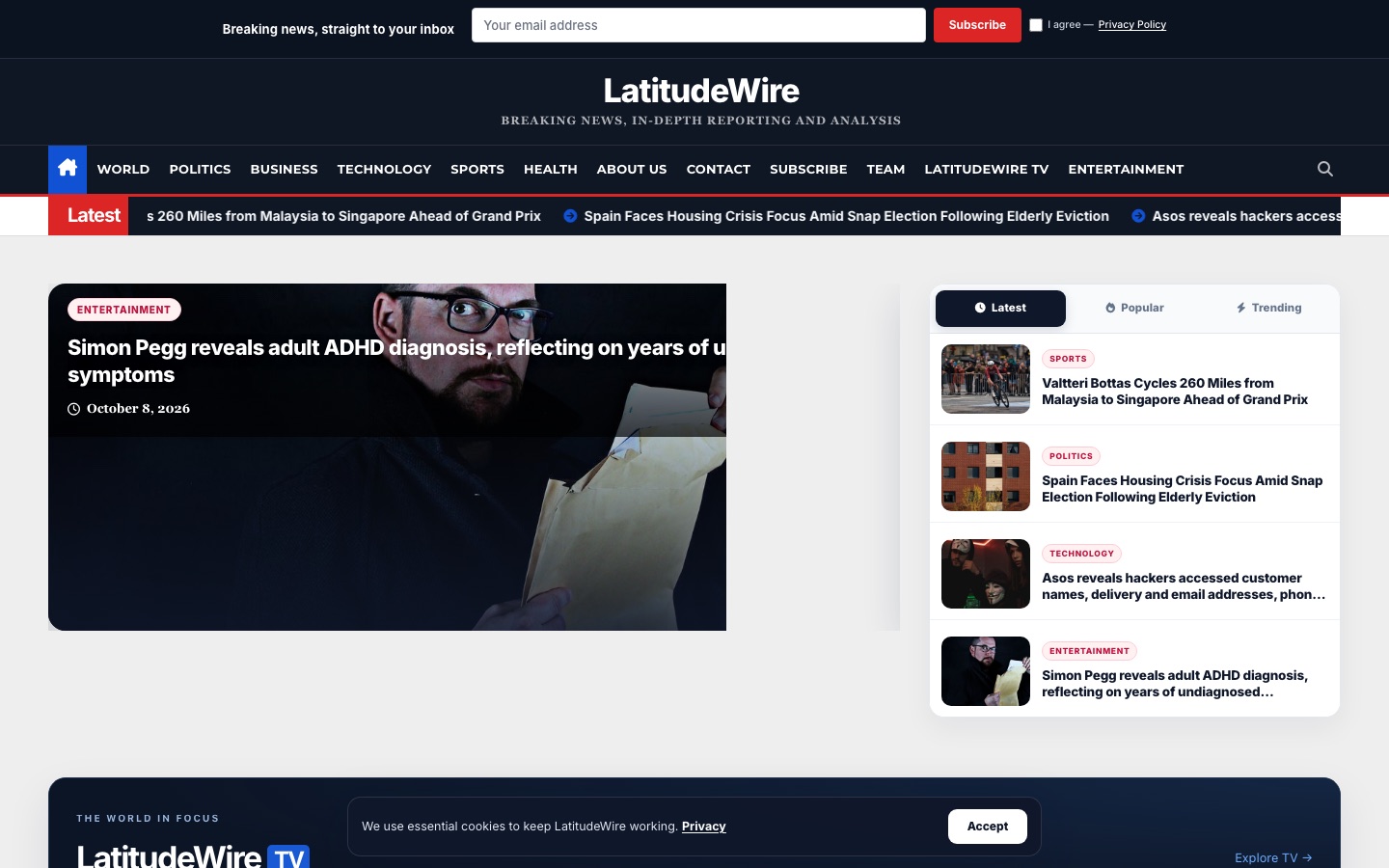 LatitudeWire news homepage
